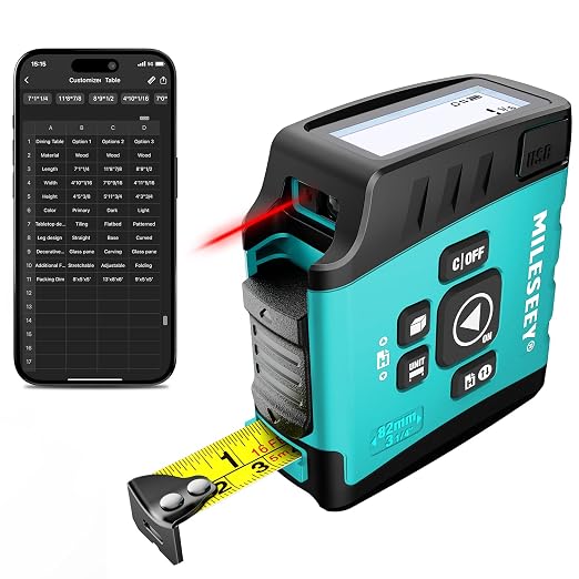 MiLESEEY DT20 Laser Tape Measure with APP, 3-in-1 Digital Measuring Tape Rechargeable, 130FT Laser Distance Meter, 16FT Digital Tape Measure Waterproof, Area/Volume/Measuring/Pythagorean Mode