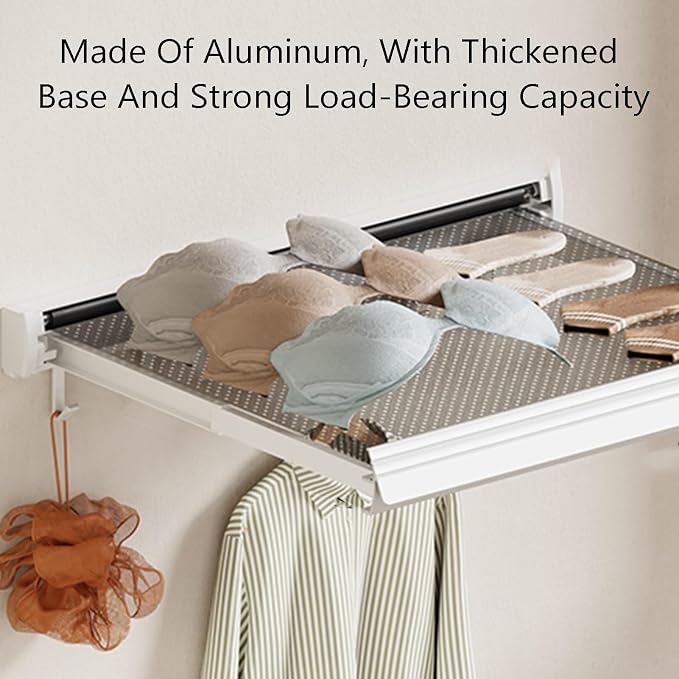 Invisible Stretch Laundry Rack,Wall-Mounted Clothes Net,Aluminum Alloy Foldable Clothes Hanger,Suitable for Indoor Use(Color1,44cm)