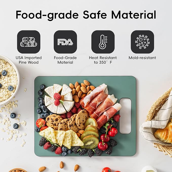 Wood Fiber Cutting Board Set of 2, Dishwasher Safe, Non-Toxic | BPA-Free Composite Cutting Board for Kitchen, Non-Slip, Non-Porous Chopping Board for Meat Vegetable Fruit Bread - Green