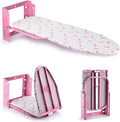 Wall Mounted Ironing Board Adjustable Height Fold Away Iron Board | 36x12 Inch Wall Mount Space-Saving Ironing Board with Removable Heat Resistant Cover for Small Spaces Home Laundry Room Pink