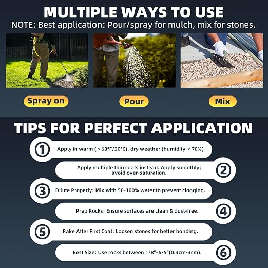 Rock Glue Max for Landscaping, 32OZ High-Concentration Mulch Glue, Strong Grip Gravel Binder, Covers 3X More Area for Rocks, Pebbles, Pine Straw & Mulch, Fast-Drying & Weather-Resistant