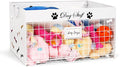Bfttlity Dog Toy Basket - Large Dog Toy Box with Handles and Label Position Design for Living Room, Metal Dog Toy Bin Storage for Dogs Chew Pets Toys, Blankets, Clothes, Food (White)