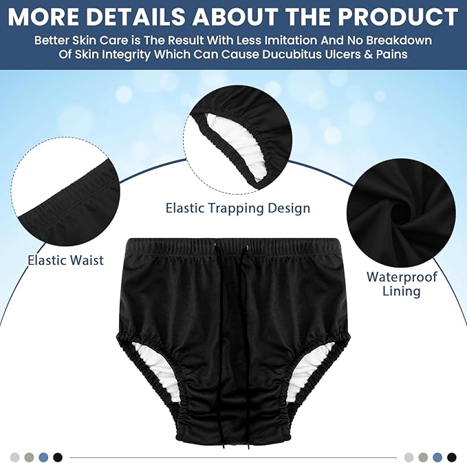 Cutecrop 4 Pcs Reusable Adult Swim Diapers Washable Cloth Diapers Leakproof Special Needs Swimwear for Incontinence Swimmers