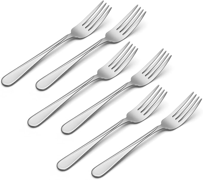 Oneida Silverware Set, Flight Everyday Flatware 6-Piece Dinner Fork Set, Service For 6, 18/0 Stainless Steel Dinner Forks, Rust Resistant, Dishwasher Safe, Home & Kitchen Utensils (Silver 6 Piece)