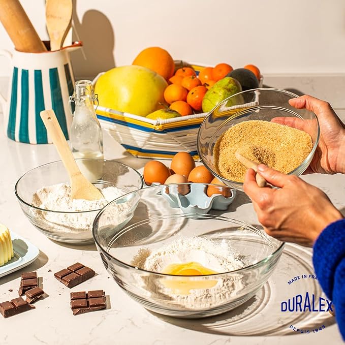 Duralex Le Gigogne Glass Mixing Bowl Set – 9-Piece Clear Stackable Prep Bowls Made of Durable Glass