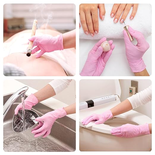SwiftGrip Pink Nitrile Gloves, 3-mil, Industrial Gloves Disposable Latex Free, for Cleaning & Esthetician, Rubber Powder-Free, 1000-ct Case (Small) Small (Pack of 1000)