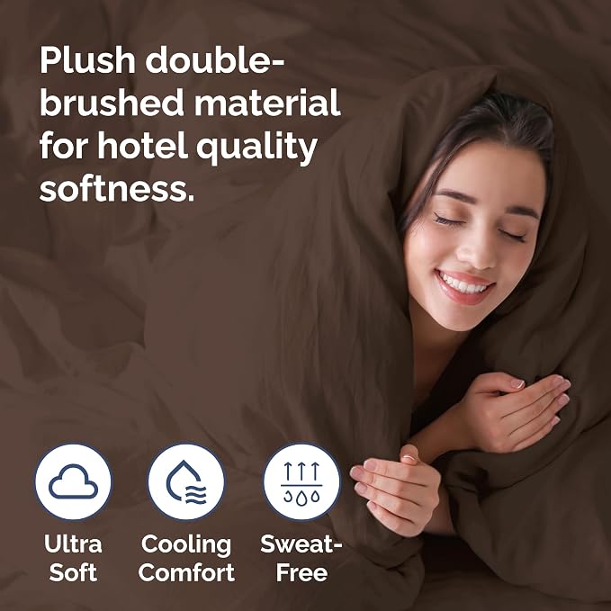 Duvet Cover King Size Set - Extra Soft King Duvet Cover 104" x 90" with 2 Pillow Shams for Women, Men, Kids & Teens - Hotel Luxury, Easy-Care w/ Zipper Closures & Ties - Comfy and Breathable (Brown)