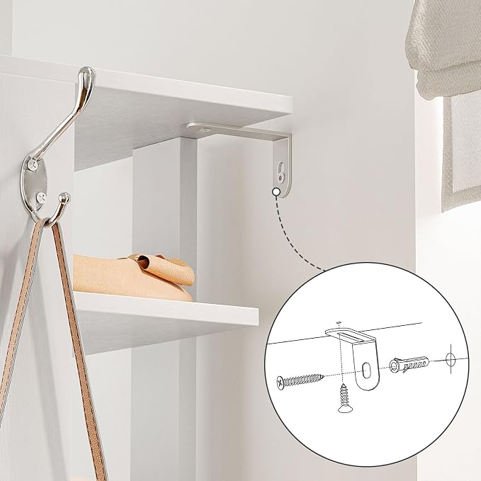 HOOBRO Vertical Shoe Rack, 8 Tier Wooden Shoe Storage Organizer with Hooks, Narrow Shoe Tower for 16 Pairs, Space Saving, for Entryway, Living Room, Bedroom, White WT750XJ01