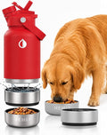 32 oz. Dog Water Bottle, Insulated Dog Travel Water Bottle, Stainless Steel Pet Water Bottle Dispenser Portable Food and Water Bowl for Dogs for Walking Dog Canteen Travel Kit