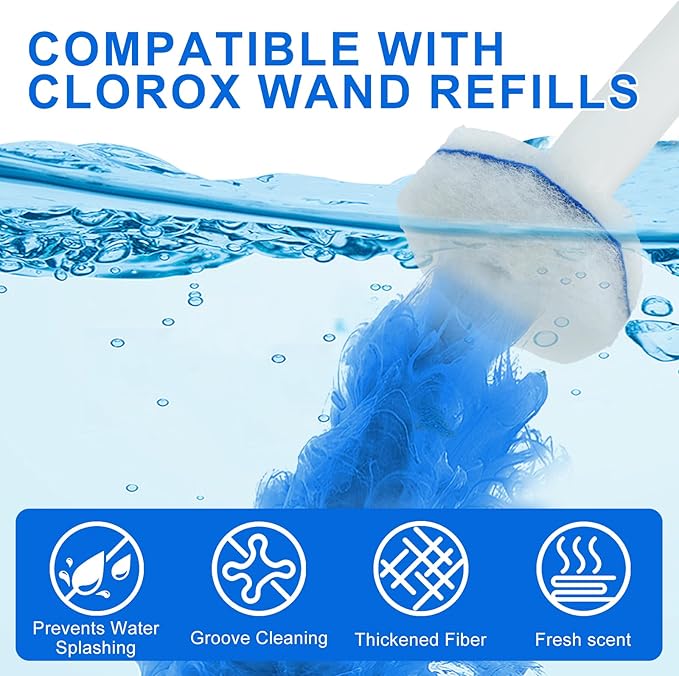 30 Count Toilet Bowl Wand Refills for Clorox, Disposable Toilet Bowl Wand Refill Compatible with Clorox Toilet Bowl Wand Clean System, Upgrade Fiber Bowl Cleaner Brush for Closestool Cleaning.