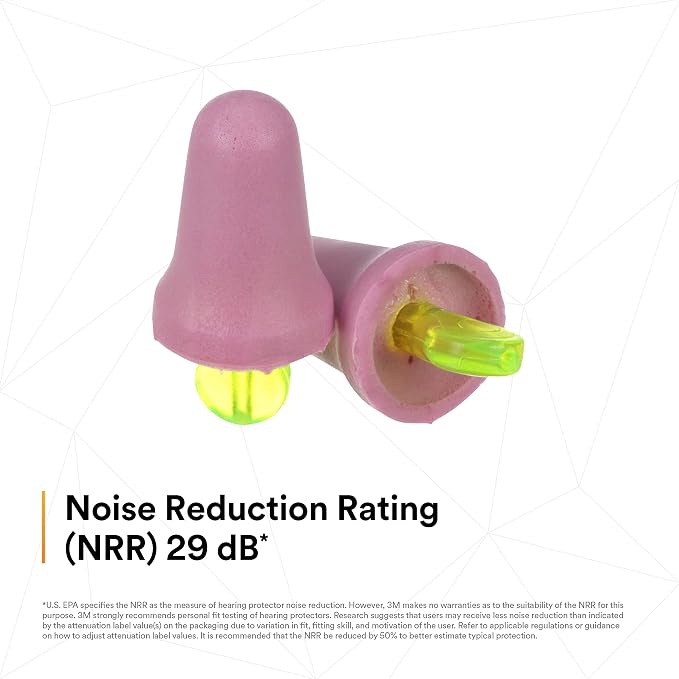 3M No-Touch Foam Earplugs P2000, Uncorded, NRR 29dB, Pack of 100 Pairs, Bell Shaped | NRR 29dB, Bell Shaped