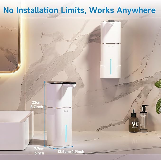 Automatic Liquid Soap Dispenser Touchless, Hands Free for Bathroom Kitchen | 90 Days Standby,520ml Large Capacity,8 Adjustable Levels,Type-C Supports Fast Charging,Hang On The Wall With A Bracket