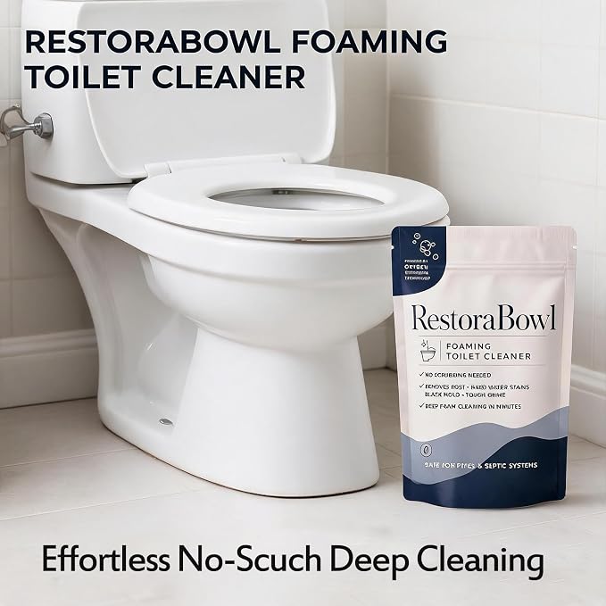 Toilet Cleaner, No-Scrub Foaming Powder with Fresh Scent, Fast-Acting Oxygen Formula, Splash-Free & Brush-Free Daily Bathroom Maintenance (2 bags, 7.05 Ounce (Pack of 1))