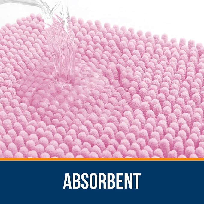 OLANLY Bathroom Rugs 30x20, Extra Soft Absorbent Chenille Bath Rugs, Rubber Backing Quick Dry, Machine Washable Bath Mats for Bathroom Floor, Tub and Shower, Home Decor Accessories, Pink