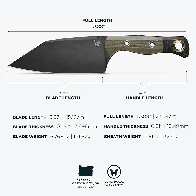 Benchmade Station Knife Kitchen Knife, CPM-154 Steel Blade (4010BK-01) | OD and Black handle with black bolster, Clip-Point blade
