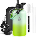 RAYMYLO Insulated Water Bottle 64 oz, Triple Wall Vacuum Stainless Steel (Cold for 48 Hrs), Leak Proof & Non-BPA, Half Gallon Water Flask Jug with Paracord Handle & Straw Spout Lids