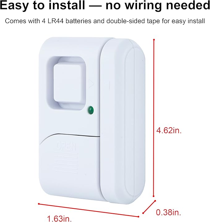 UltraPro Personal Security Window and Door Alarm, 1 Pack, DIY Protection, Burglar Alert, Wireless Chime/Alarm, Easy Installation, Home Security, Ideal for Home, Garage, Apartment, White, 56789