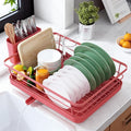 Kitsure Dish Drying Rack for Kitchen Counter, 12''W x 15.5''L, Red | Stainless Steel Sink Organization, Cutlery Holder, Home and Appartment Decor