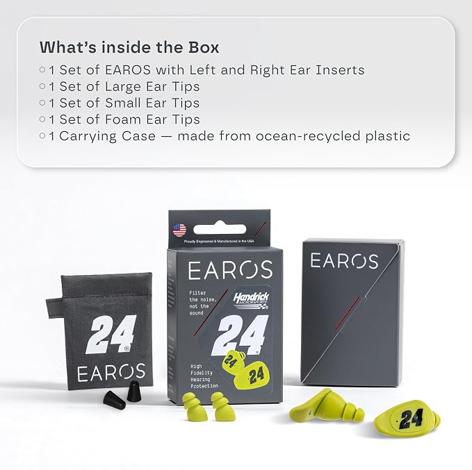 Hendrick Motorsport Car 24 Ear Plugs – High-Fidelity Reusable Noise Reduction Ear Plugs for Racing – Comfortable Durable Hearing Protection – Preserves Clear Sound with Multiple Ear Tips