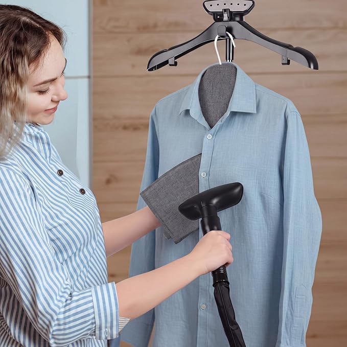 Foldable Steam Board with Ironing Glove Storage Bag 36" x 16" Foldable Steam Board 360° Rotating Hook for High Pressure Clothes Steaming Standing Steamer Home Travel Use (Pepper Black)