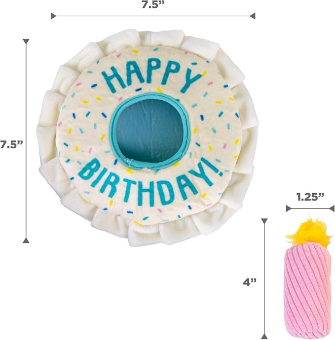 Outward Hound Hide-A-Birthday-Cake Dog Toy – Interactive 2‑in‑1 Plush Puzzle with 3 Squeaky Removable Candles