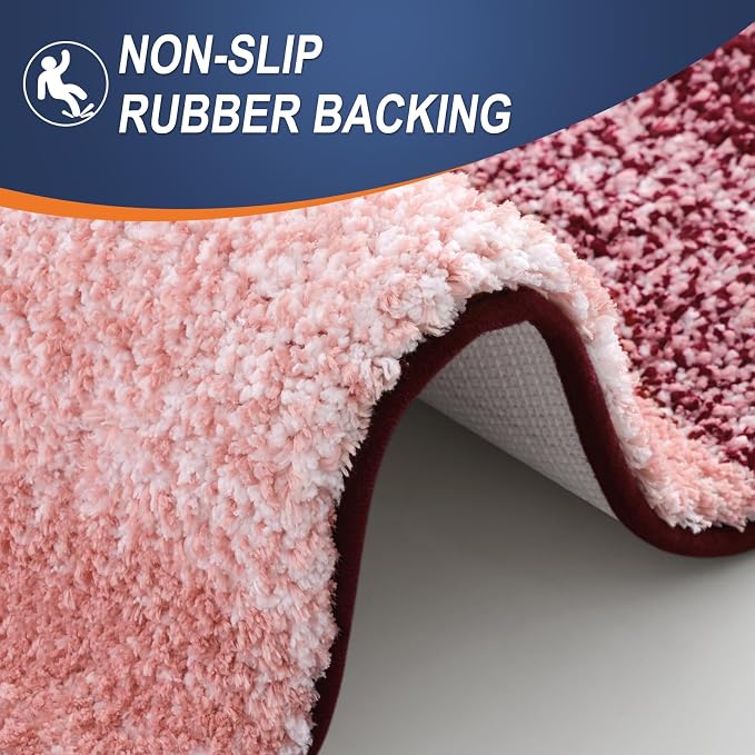 OLANLY Bathroom Runner Rugs Mat 47x17, Extra Soft Absorbent Microfiber Bath Rugs, Rubber Backing, Quick Dry, Washable Long Bath Mats for Bathroom Floor, Tub and Shower, Home Decor Accessories, Red