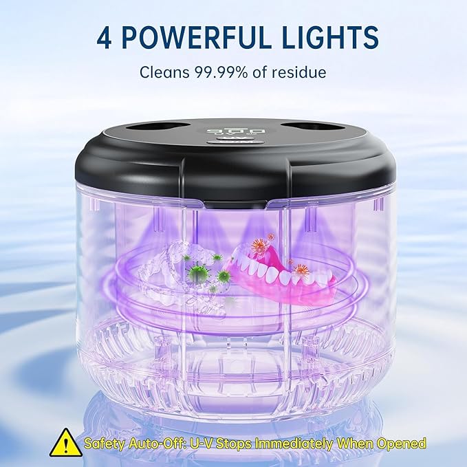 45kHz Ultrasonic Retainer Cleaner Machine, Dental Cleaning Pod with Digital Timer for Denture, Mouth Guard, Invisalign, Aligner, Night Guard, Braces, Toothbrush, Jewelry, 200ML Tank (Black)
