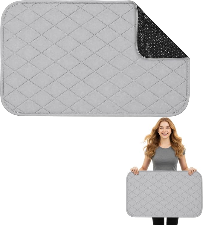 Tegeme 12 x 20 Inch Ironing Mat, Heat Resistant Foldable Iron Board Pad | For Tabletop & Countertop, Large Quilted Cotton Surface, Thick Heat Resistant Padding, Foldable Design, Home & Travel Use
