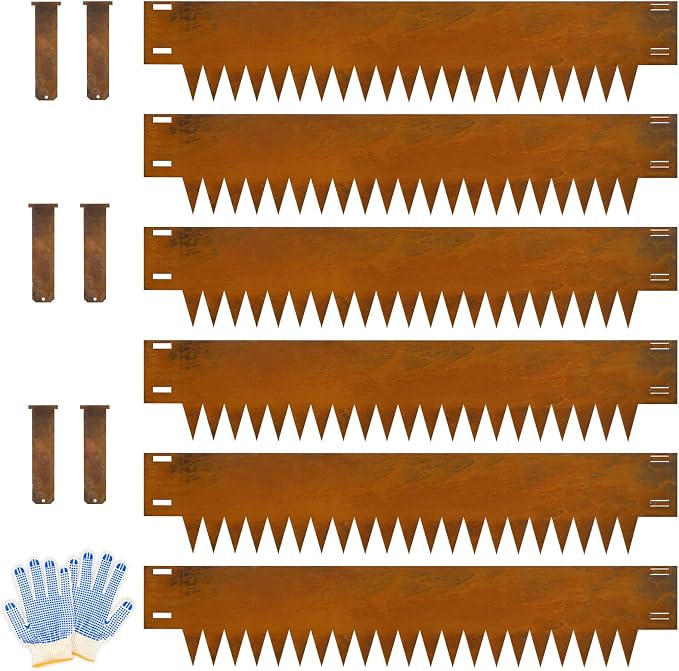 Metal Landscaping Edging, 6Hx40L Inch 6-Pack Rustic | Cor Ten Steel | 6 inch | 1mm thick for garden lawn yard