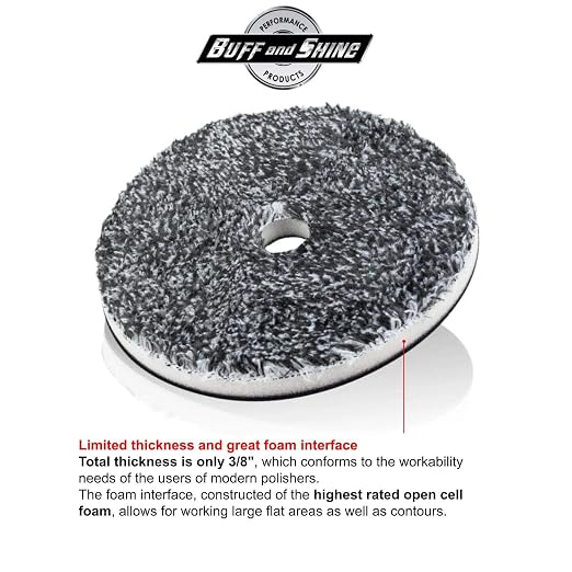 Buff and Shine URO-Fiber Microfiber Pad for Car Compounding, Cutting, Buffing, Waxing, and Polishing - Compatible with Long-Throw, High-Action, Dual-Action, and Random Orbital Polisher - 5 in (6 Pads)