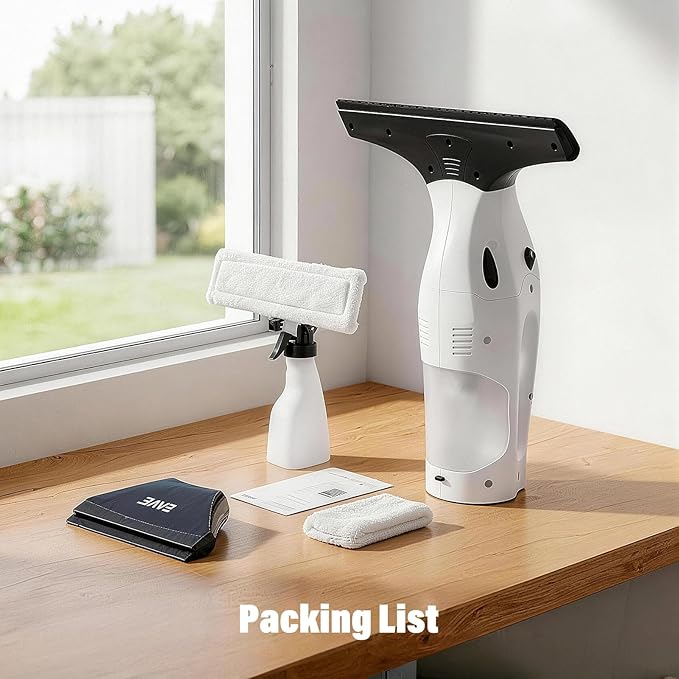 Eave Window Vacuum Squeegee Cordless, Electric Window Cleaner Kit with 11" & 6.7" Squeegee Blades, 2000Pa Vacuum Squeegee with 45min Battery Life & 270ml Water Tank, Suitable for Windows, Mirrors