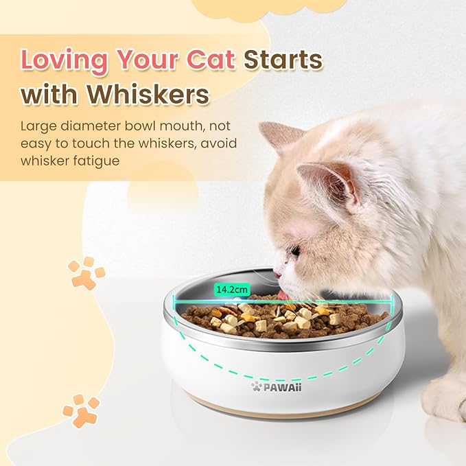 Pawaii Small Dog Bowl, 12 oz Stainless Steel Food and Water Bowl, 1 Pack | Double-Wall Design,Smooth Open Bowl Design,Easy-Rinse Interior,Wide Bowl Opening,For Cats and Small Pets