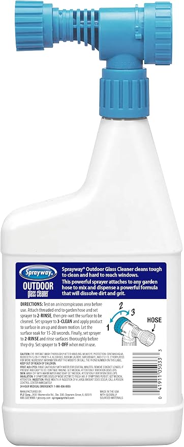 Sprayway Outdoor Glass Cleaner, 32oz, Pack of 6 | Streak-Free Shine, Foaming Action | Ideal for Windows, Patio Doors, and Outdoor Glass Surfaces