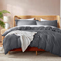 Nestl Dark Grey Duvet Cover Queen Size - Soft Double Brushed Queen Duvet Cover Set, 3 Piece, with Button Closure, 1 Duvet Cover 90x90 inches and 2 Pillow Shams