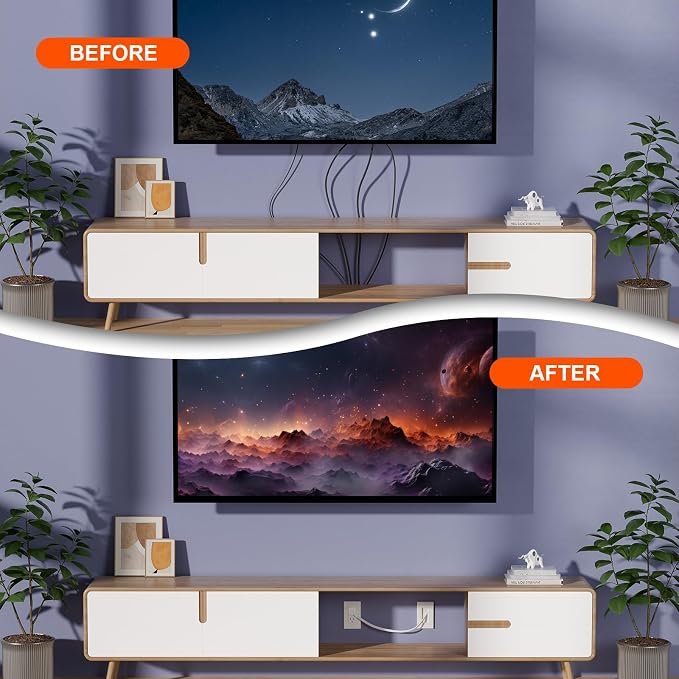 in Wall Cable Management Kit with Brush Wall Plate TV Wire Hider for Wall 2AC+USB-a+USB-c Recessed tv Outlet Box 9.8ft Cord for Home Theater Systems Gaming Vonsoles Nightstands Office Spaces