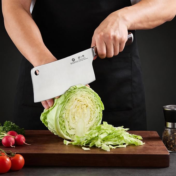 imarku Cleaver Knife 7 Inch, Japanese High Carbon Stainless Steel Chopper | Ergonomic handle,sharp edge for meat and vegetable,ideal for home and restaurant, practical gift for dads and cooking lovers