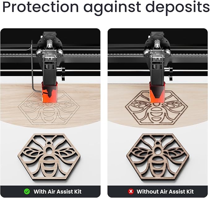 Longer New Upgrade RAY5 20W with Air Pump,440mm*440mm Honeycomb, Y-axis Rotary Roller 360° Rotation with Bracket，8Pcs Laser Engraver Raiser Laser，DIY Engraver Tool for Metal/Glass/Wood