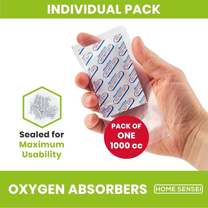 20 Mylar Bags for Food Storage, 2.5 Gallon Capacity, Extra Thick 15 Mil, with 1000cc Oxygen Absorbers, Resealable, Stand-Up Gusset, Ideal for Long-Term Food Storage
