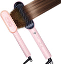 TYMO Ring Hair Straightener Brush – Hair Straightening Iron with Built-in Comb, 20s Fast Heating & 5 Temp Settings & Anti-Scald, Perfect for Professional Salon at Home, Sakura Pink