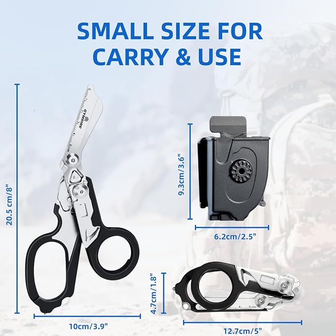2 Pack Heavy Duty 6 in 1 Multifunctional Trauma Shears Foldable | Stainless Steel emergency response scissors | Survival Shears with Holster | Medical Trauma shears Tactical With Strap Cutter