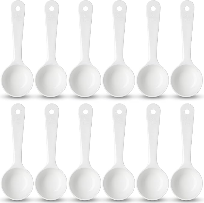 Carlisle FoodService Products Measure Miser Solid Measuring Spoon with Short Handle, 3 Ounces, White (Pack Of 12)