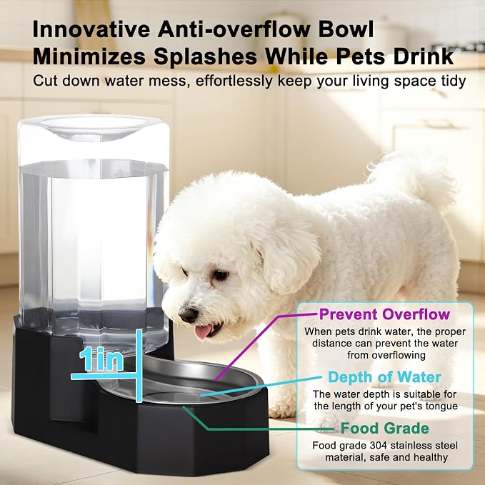 Sfozstra 7L Gravity Dog Water Dispenser:Filter Free Design | Fewer Refills / No Mess & Dry Floors / No Electricity Needed / for Medium Dogs & Multi-Pet Homes / for Workday or Pet Station