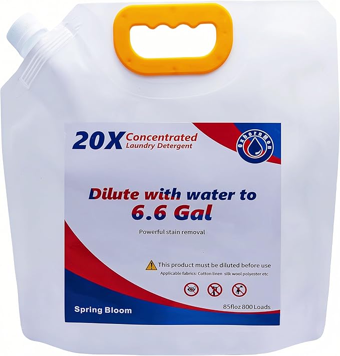Commercial Bulk Laundry Detergent Refill, 20X Concentrated, Makes 6.6 Gallons (800 Loads) – Heavy-Duty Stain Removal, HE Compatible, Economical