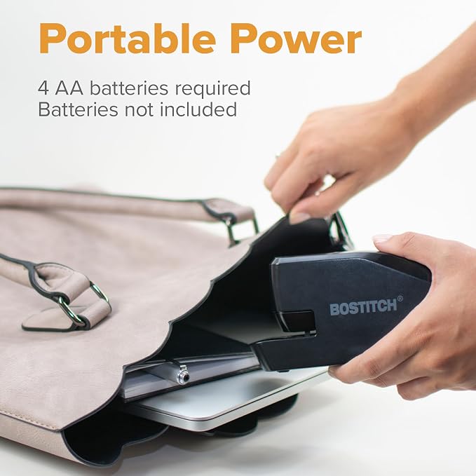 Bostitch Office Portable Electric Stapler, 20 Sheets, AC or Battery Powered, Black (MDS20-BLK)