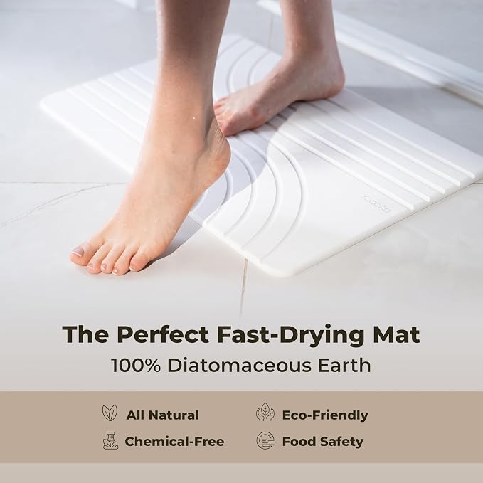 TOSORO - Stone Bath Mat Diatomaceous Earth Shower Mat Non-Slip Super Absorbent Diatomite Stone Bath Mats for Bathroom Floor Quick Drying Natural Easy to Clean (23.5 x 15) - Sandstone, 2pcs