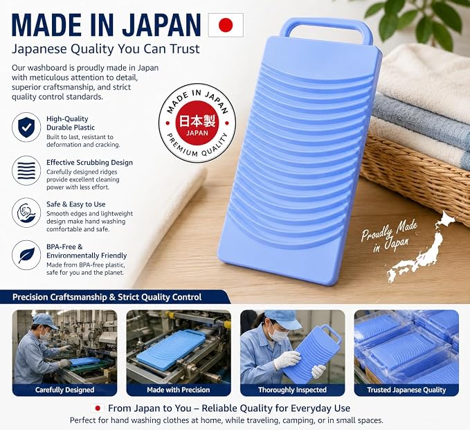 Japanese Plastic Washboard, 10 Pack Made in Japan Laundry Wash Boards for Hand Washing Clothes, Portable Scrub Board for Socks, Underwear, Baby Clothes, Travel, Camping & RV Laundry