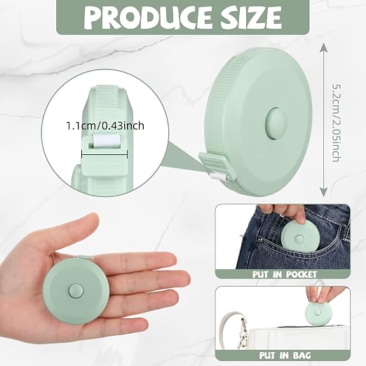 Kigeli 100 Pcs Retractable 60 Inch Measuring Tape - Mini Soft Measurement Tape for Fabric, Sewing, Body