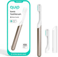 Quip Metal Sonic Electric Toothbrush for Adults - Time Travel & Soft Bristles with Travel Case & Replacement Brush Head - 3 Month Battery Life, Dawn Peach Gold