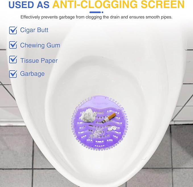 32 PACK Urinal Deodorizer Screen with 100 Gloves-3D Wave Anti-Splash Odor Protection Urinal Cakes for Men Toilets, Four Scents Urinal Mats