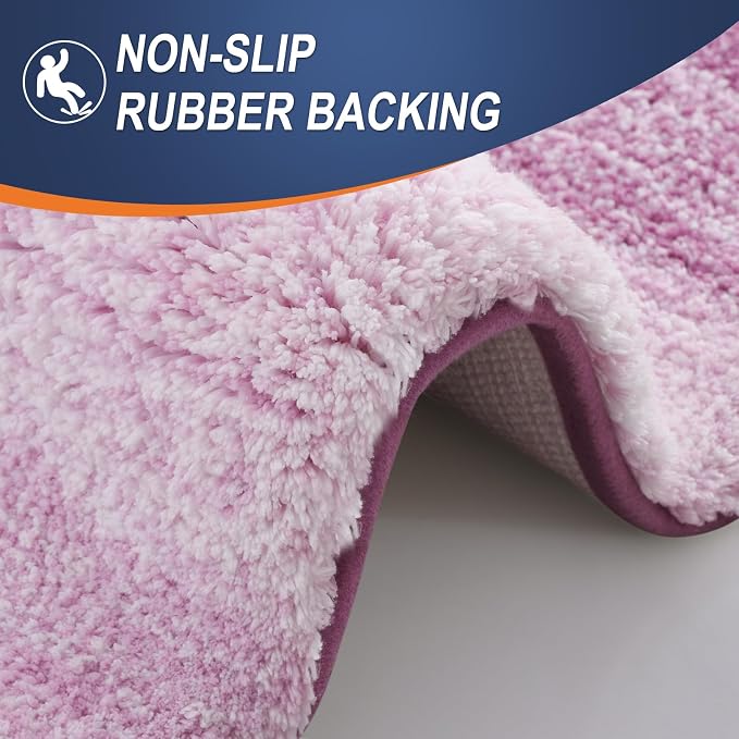 OLANLY Large Bathroom Rugs Mat 54x24, Extra Soft Absorbent Microfiber Bath Rugs, Rubber Backing, Quick Dry, Washable Bath Mat for Bathroom Floor, Tub and Shower, Home Decor Accessories, Pinkish-Purple